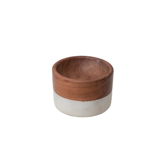 Hello Honey® 2" White & Natural Marble & Acacia Wood Pinch Pot
